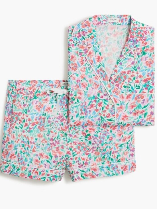 J. Crew Factory Other - J. Crew Factory Short-Sleeve Cotton Short Pajama Set - White Bright Spearmint